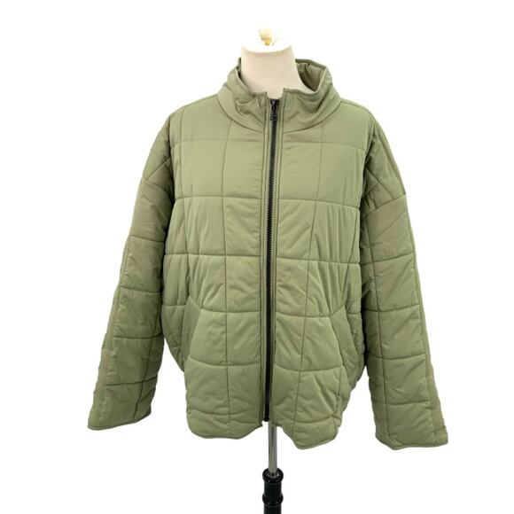 Avec Les Filles Green Square Quilted Full Zip Jacket Size Large NWOT - Picture 2 of 8